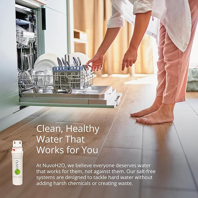 NuvoH2O Dishwasher System – Prevents & Removes Hard Water Scale, Eco-Friendly CitraCharge®, Extends Dishwasher Life, Compact & Easy to Install