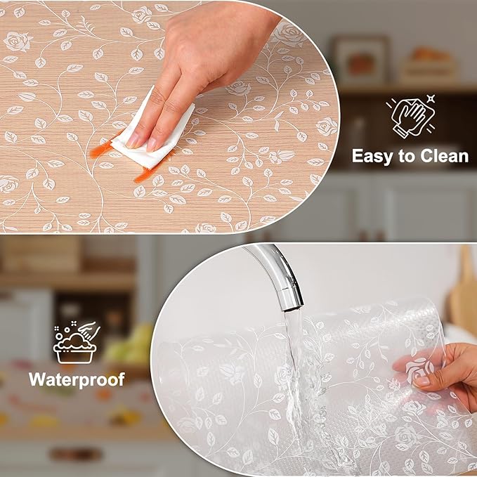 Cooyes Shelf Liner – Premium Non-Adhesive Cabinet & Drawer Liner for Kitchen – Waterproof Shelf Paper with Modern Pattern – Durable EVA Cabinet Mat – Easy to Cut （12" W x 120" L）