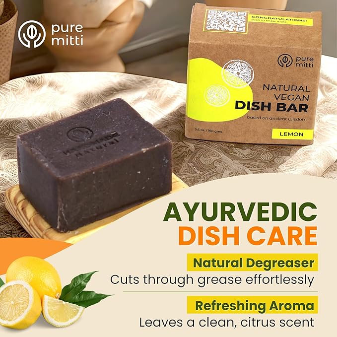 Lemon Dish Soap Pack Of 5 (5.5 Oz Each) | Solid Bar Soap For Sparkling Clean Dishes | Natural, Plastic-Free Cleaning Supplies | Alternative To Dishwashing Liquids & Detergents