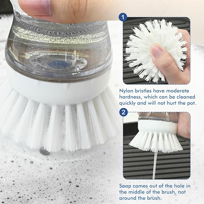 Palm Brush Refills for OXO Soap Dispensing Dish Brush - 6 Pack Cleaning Replacement Brush Head for OXO Palm Brush