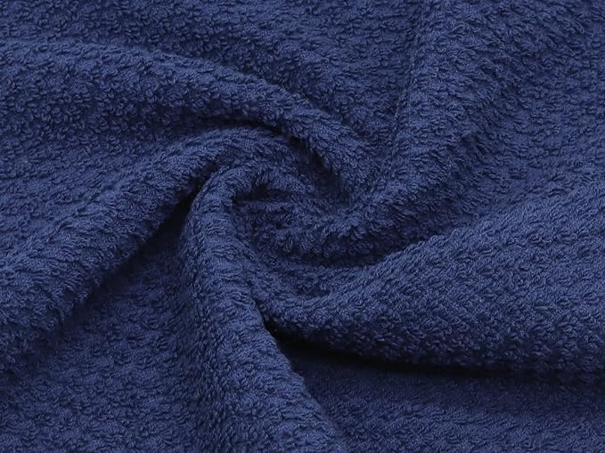 Cotton Grid Dish Cloths, Terry Cleaning Rags, 12 x 12 Inches, Light and Soft, Quick Drying Dish Rags, 8pc/Set (Blue Multi)