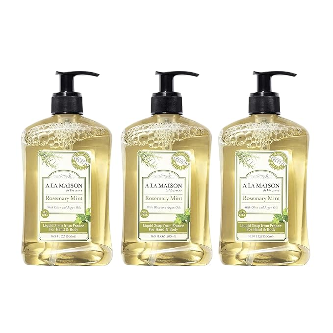 A LA MAISON de Provence Liquid Soap, Rosemary Mint, 16.9 Ounce (Pack of 3), white (654327)