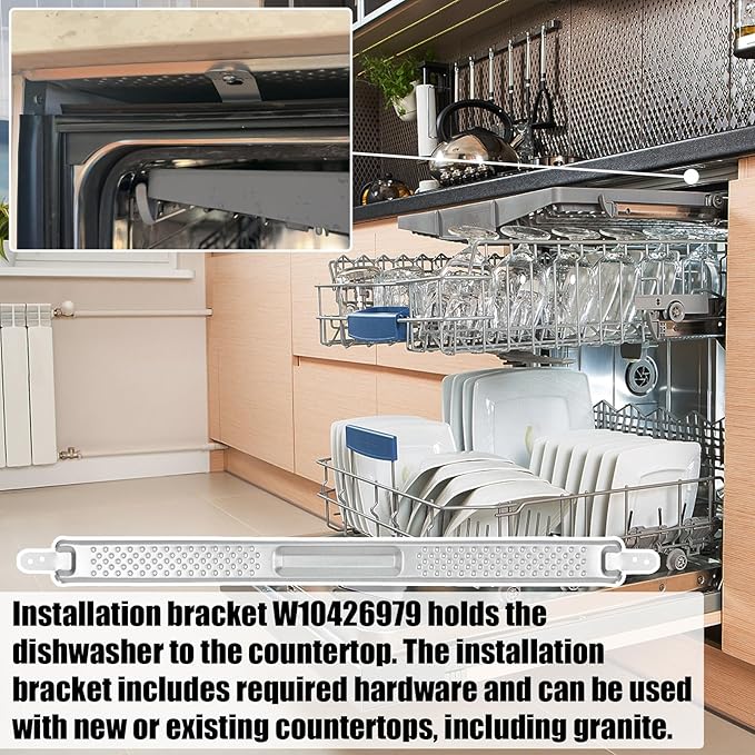 W10426979 "24 Inch" Dishwasher Mounting Bracket Kit for Granite and Quartz Countertops Compatible with Whirlpool KitchenAid Maytag Mounting Bracket W10426979 AP5607641 AH3632890 EA3632890 PS3632890