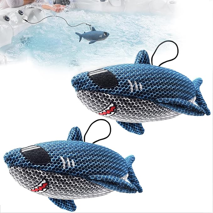 Shark Hot Tub Scum Absorber Reusable Washable Hot Tub Sponge Scum Absorber for Spa Hot Tub Oil Scum Absorber Spa Accessories for Adults (2 Pack, Shark)