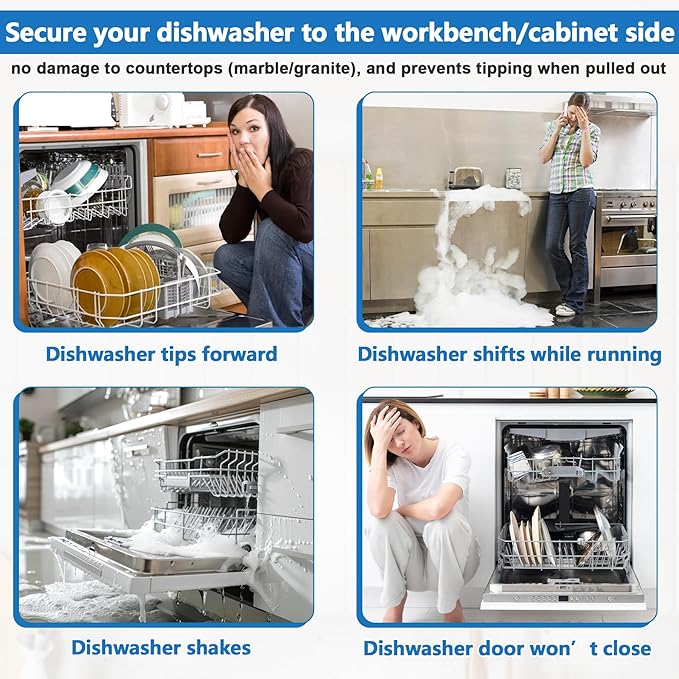 BigHead 8269145 Granite Countertop Dishwasher Mounting Bracket Kit - 2 Sets Granite Grabbers with Screws, Compatible with Whirlpool Kenmore KitchenAid, Replaces WP8269145 AP6012289 PS11745496