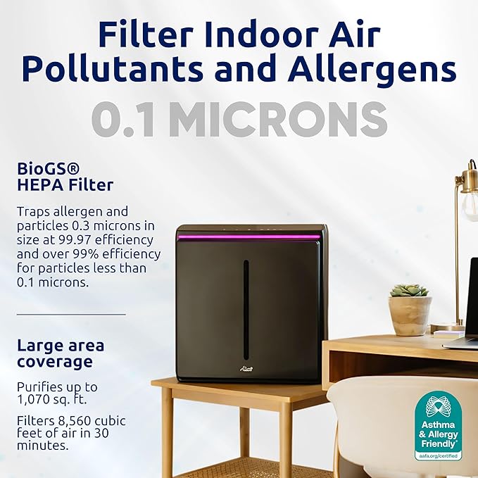 Rabbit Air, A3 SPA-1000N Air Purifiers for Home, Ultra Quiet HEPA Air Purifier - Wall Mountable Air Purifiers for Home Large Room, Allergies, Dust, Mold, Smoke & VOCs - (White, Pet Allergy Filter)