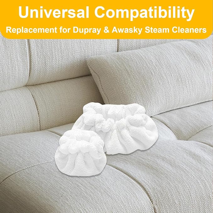 6 Pack Large Rectangle Bonnets + 8 Pack Small Triangle Bonnets Compatible with Dupray & Awasky Steam Cleaner etc, Universal Steam Mop Pads Reusable Washable Microfiber Steam Cleaner Accessories