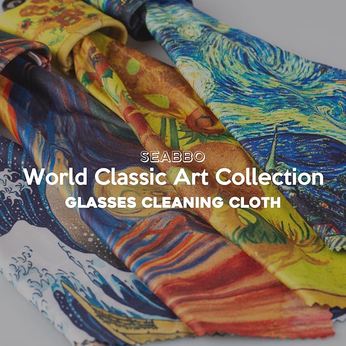 Glasses Cleaning Cloth, Microfiber Eye Glass Clean Cloths Cleaner Keychain for Eyeglasses, Screens, Camera Lenses-World Classic Art Design Double Sided Printing 4PC