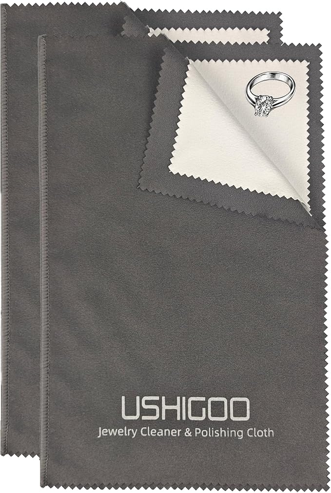 Polishing Cleaning Cloth for Gold, Silver, and Platinum Jewelry, Eco Friendly Large Cleaner Cloth 6.3 x 9.8 in. Keeps Jewelry Clean and Shiny (Gray)