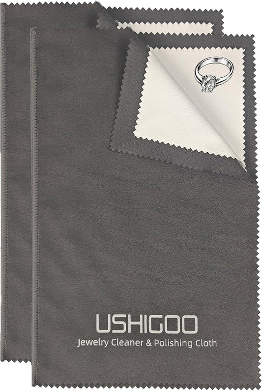 Polishing Cleaning Cloth for Gold, Silver, and Platinum Jewelry, Eco Friendly Large Cleaner Cloth 6.3 x 9.8 in. Keeps Jewelry Clean and Shiny (Gray)