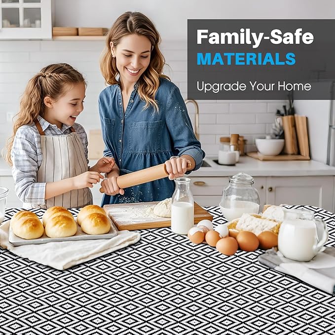 Coavas Extra Grip Thickened Shelf and Drawer Liner - Non-Adhesive Non-Slip Waterproof Mats for Kitchen Cabinets, Drawers, Shelves, Dresser & Cupboard, Easy Cut DIY (Black Rhombic, 12IN x 20FT)