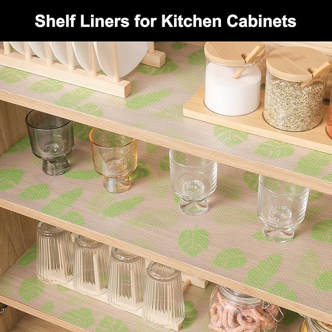 Cooyes Shelf Liner – Premium Non-Adhesive Cabinet & Drawer Liner for Kitchen – Waterproof Shelf Paper with Modern Pattern – Durable EVA Cabinet Mat – Easy to Cut （12" W x 360" L）