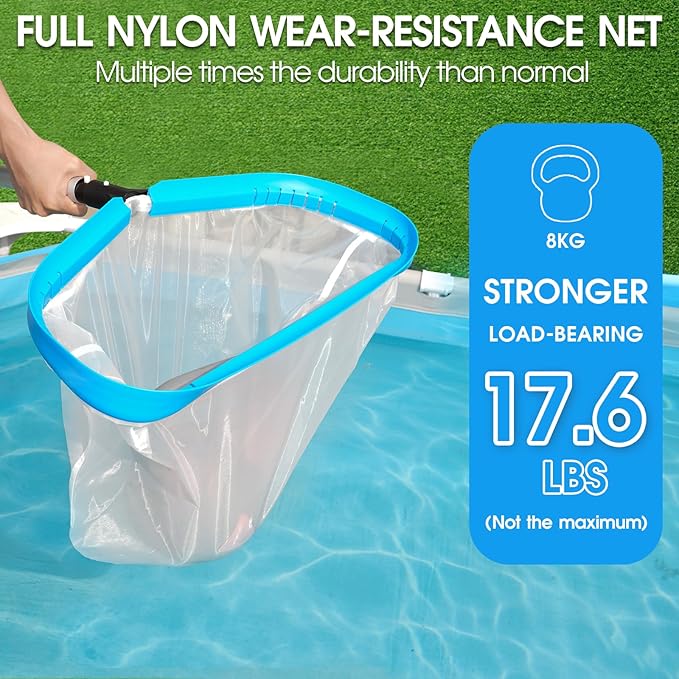 20'' Ultra Fine Mesh Pool Skimmer Net Rake for Sand Silt Pollen Debris - Super Extra Fine Nylon Cleaning Pool Net for Above Ground & In-ground Swimming Pools