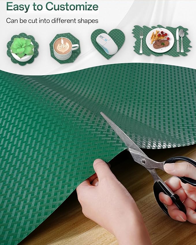 Shelf and Drawer Liner for Kitchen Cabinet, Non-Adhesive 12in x 240in Waterproof Contact Paper Refrigerator Liners Thickened Durable EVA Material Non Slip Mat for Dresser Cupboard Pantry Protector