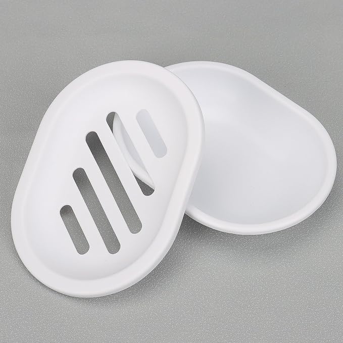 Topsky Soap Dish for Shower, 2pcs Soap Dishes Soap Savers for Bar Soap, Soap Bar Holder Shower with Drip Tray, Plastic Soap Holders with Drain for Kitchen Sink, Easy to Clean, Dry,White