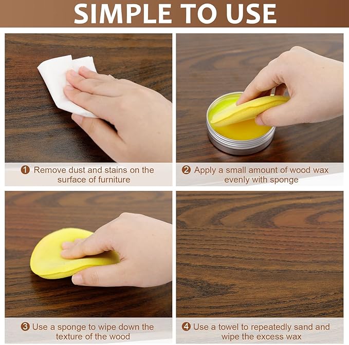 SEISSO Wood Polish Wax, Paste Wax for Wood Finish, Wood Wax Polish, Conditioner, Cleaner, Restorer, Furniture Polish for Wooden Floors, Cabinets, Tables, Doors