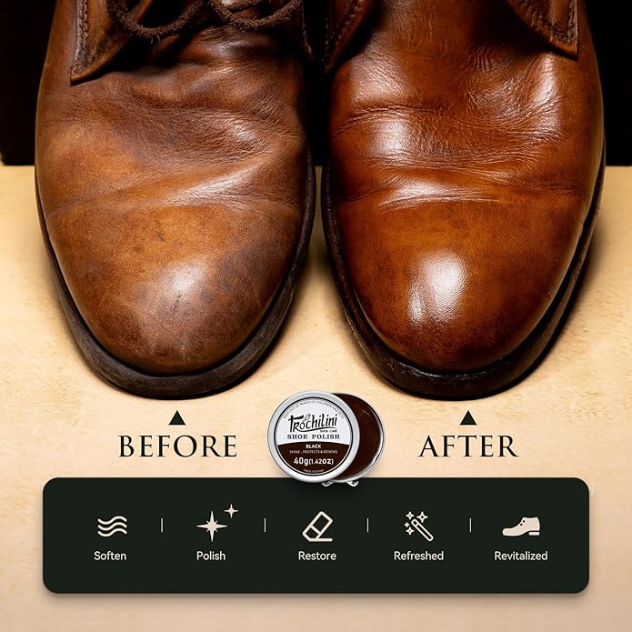 Shoe Polish Kit 13PC Shoe Shine Leather Boot Shoe Care Set Mink Oil Brushes and More for Gentle Care Cleaning