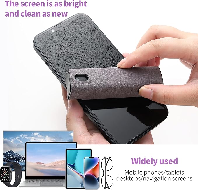 Touchscreen Screen Cleaner Kit 2 Pcs, Phone, Tablet and Car Screen Cleaner, Two in One Spray and Microfiber Cloth(2 Pack Grey)