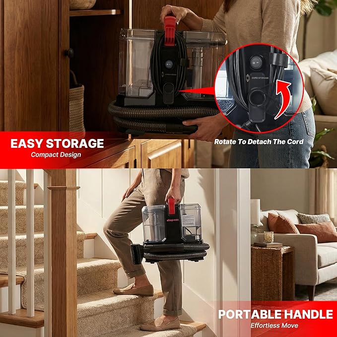 Shop-Vac Portable Carpet Cleaner Machine with 212℉ Steam & Heating System, 4 Cleaning Modes Upholstery Cleaner with Versatile Tools for Car, Rug, Couch, Bathroom, Kitchen Messes, 5430270