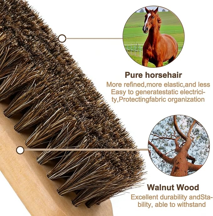 Cowboy Hat Brush,Felt Hat Brush,Lint Brush Cleaner Horse Hair Cowboy Cleaning Kit with Storage Bag,Hat Cleaner Removes Dust Fuzz and Lint for Shoes Hats,Clothes,Baseball Caps