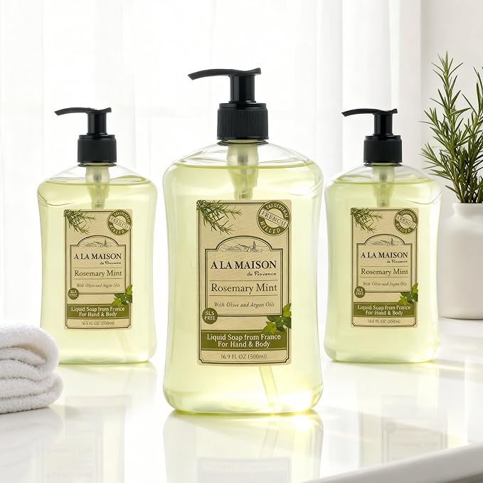 A LA MAISON de Provence Liquid Soap, Rosemary Mint, 16.9 Ounce (Pack of 3), white (654327)