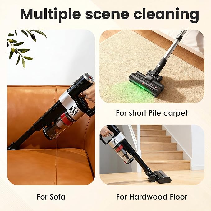DlandHome Cordless Vacuum Cleaner, Portable Rechargeable Stick Vacuum with Auto-Empty System, Up to 45 Minutes, 2.5L Dust Cup, LED Headlights, 35KPA Powerful Suction for Home Pet Hair Carpets