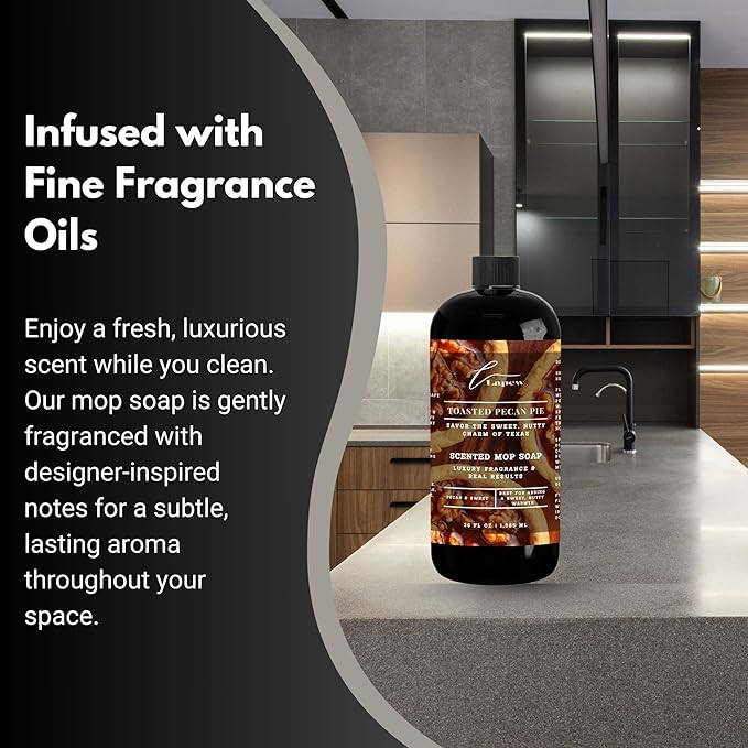 Luxury Floor Cleaner, Scented Mop Soap Concentrate | Hard Floor Cleaner for Tile, Vinyl, Laminate, LVP & Sealed Hardwood | Low-Foam, Streak-Free | 36 oz | Toasted Pecan Pie