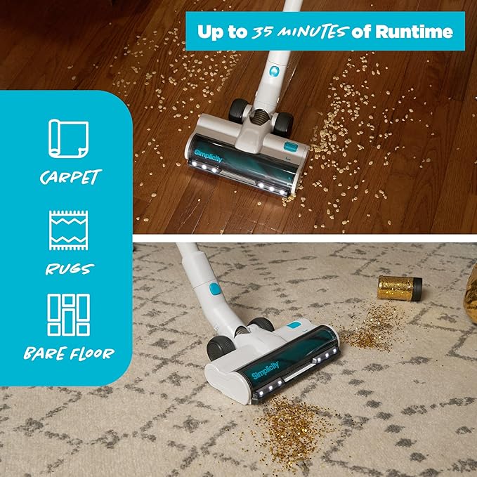 Simplicity Vacuums S67 Bundle, Stick Cordless Vacuum Cleaner and SF67 HEPA Media Filter Set, Powerful on Hardwood Floor and Carpet, Rechargeable Lightweight Cleaner for Home, Pet Hair