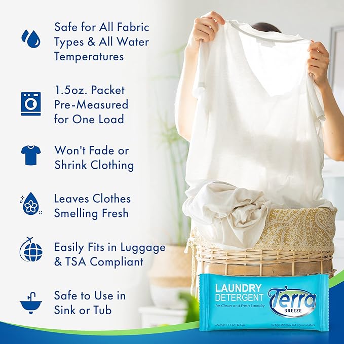 Travel Laundry Detergent & Dish Soap | Terra Breeze 1-Shoppe Amenities Kit | Dish Soap, Laundry Soap | 180 Pieces