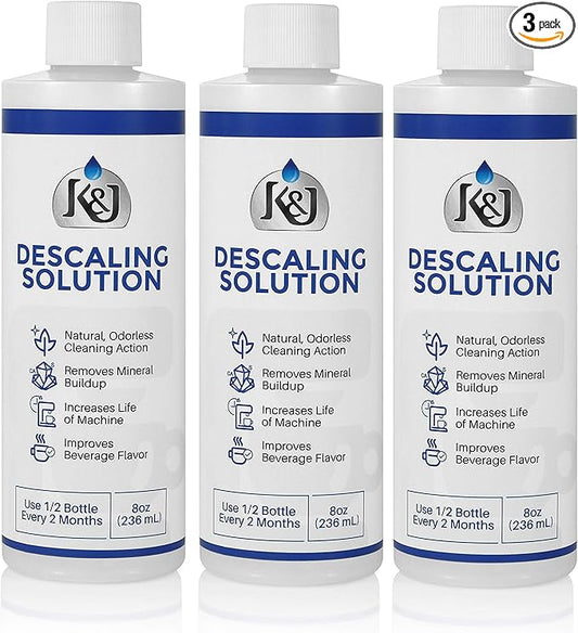 K&J Pemium Descaling Solution (6 uses) - Made in USA - Descaler for Keurig, Breville, Nespresso, Delonghi, Cuisinart, and all Coffee and Espresso Machines