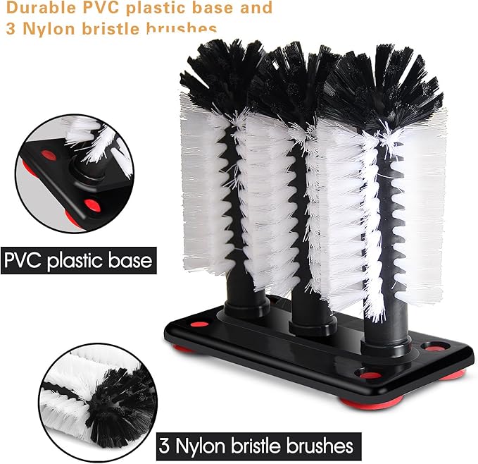 Glass Washer Brush Cleaner - 3 Brushes per Base
