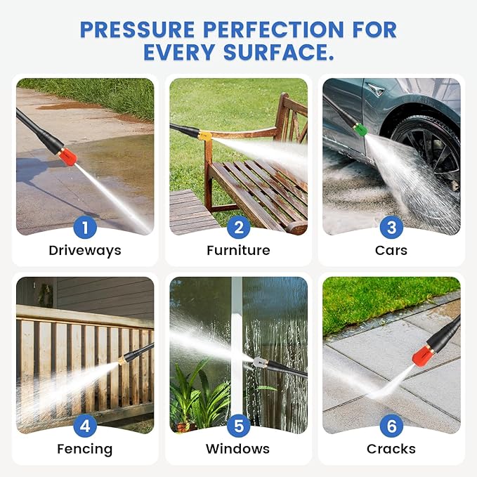 Professional Electric Pressure Washer, 5000PSI Power Washer with Foam Cannon,4 Nozzles,33FT Hose and Soap Bottle,Car Wash Machine/Car/Driveway/Patio Clean,Blue