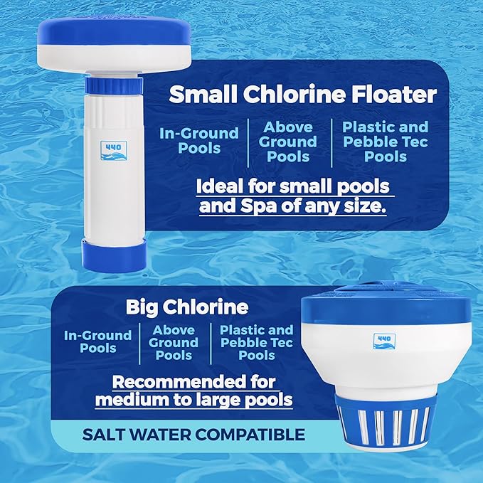440 Mini Premium Floater Dispenser for Spa, Hot Tub and Small Pools for 1 Inch Chlorine or Bromine Tablets. (Tablets NOT Included) Adjustable Release, from 0 to 13 Flow Control
