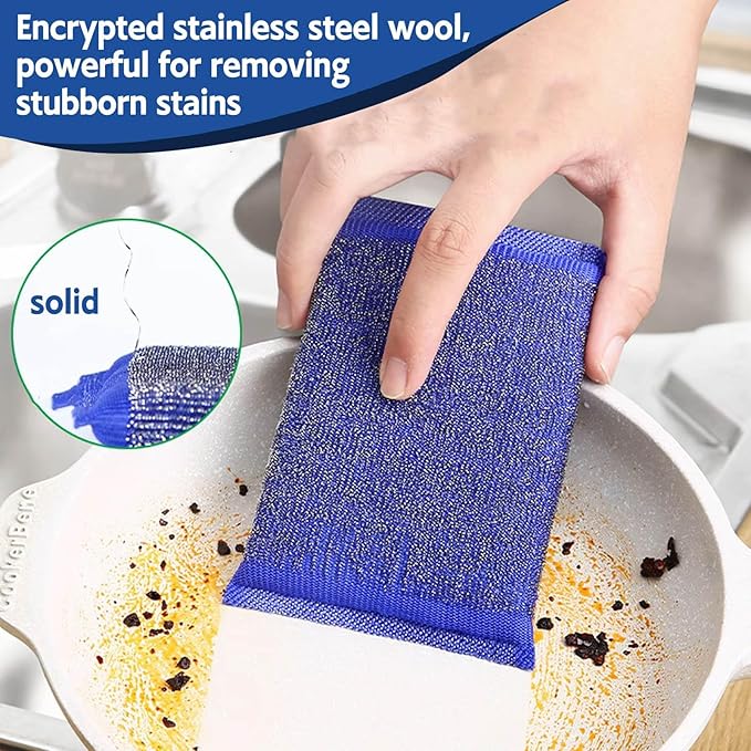 Kitchen Sponges for Dishes Steel Wool Scrubber Sponges for Kitchen Heavy Duty Non-Scratch Scrubbing Cleaner (6 Pack) (Colours)
