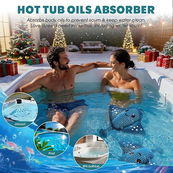 Hot-Tub-Scum-Absorber-Devilfish-Hot-Tub-Floating-Sponge-Scum-Remover Reusable-Scum-Bug-Hot-Tub-Oil-Scum-Absorbing-Sponge for Keep Water Cleaner Spa Pool Bath Scum-Hot-Tub-Accessories 2 Pack