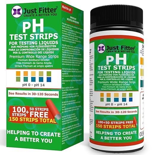Just Fitter Alkaline Water pH Test Strips. Testing Kit for Home Drinking Water and Liquids. Universal Tester for Aquarium, Fish Tank, Pool, Hot Tub, Spa, Kombucha, Fermentation and Brewing Process.