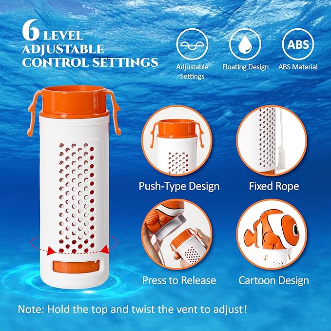 Chlorine Floater, Small Floating Pool Chlorine Dispenser for 1 Inch Tablets, Mini Clown Fish Bromine Holder for Hot Tub, Spa, Swimming Pools