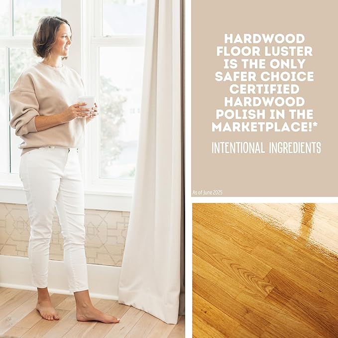 Quick Shine Hardwood Floor Luster-Polish 64oz-4pk | Plant-Derived w/Carnauba | Safer Choice, No PFAS, pH Neutral | Ready to Use Formula w/Anti-Slip Technology | Simply Squirt & Spread | Made in USA