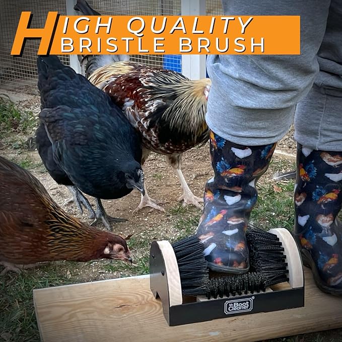 Heavy Duty Wooden Shoe Brush Cleaner Outdoor Floor Mount or Portable, Commercial Boot Scraper/Scrubber with Hardware