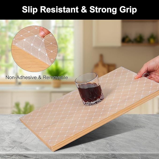 Cooyes Shelf Liner – Premium Non-Adhesive Cabinet & Drawer Liner for Kitchen – Waterproof Shelf Paper with Modern Pattern – Durable EVA Cabinet Mat – Easy to Cut （17.5" W x 360" L）