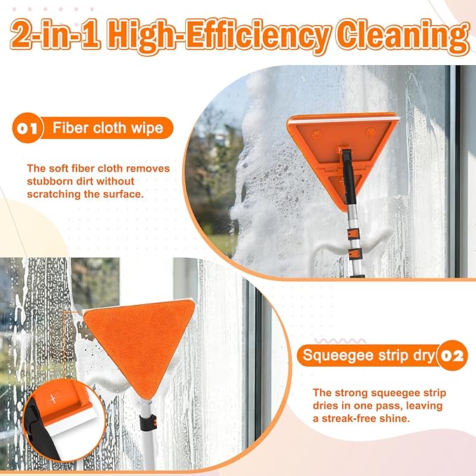 20FT Reach Dusters for Cleaning, Ceiling Fan Cleaner Duster with Extension Pole, Wall and Baseboard Cleaner Mop with Handle for Window Cobweb Fan Blade and High Ceiling