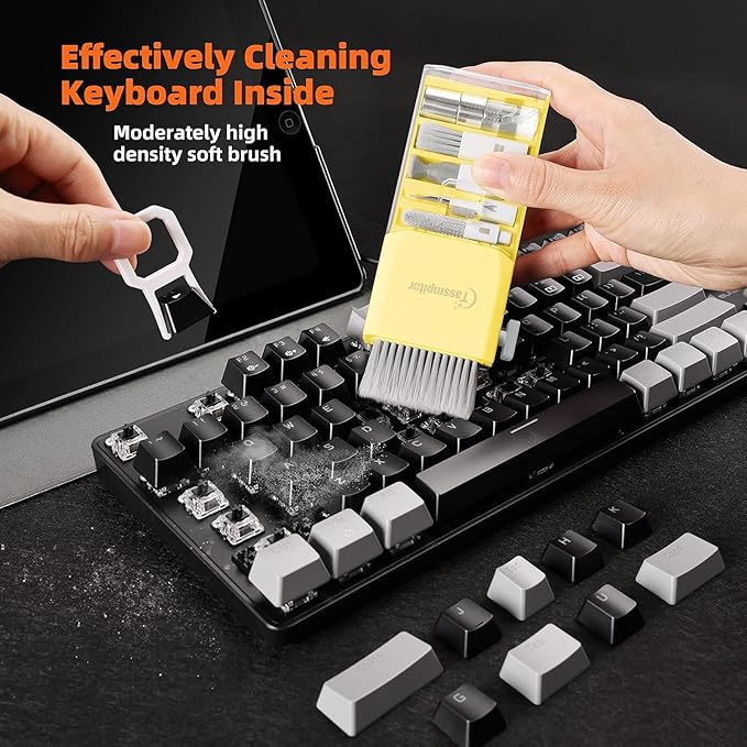 Laptop Screen Keyboard Cleaner Kit, All in 1 Electronics Cleaning Tool for MacBook iPad iPhone Pro Cell Phone, Brush Tool for Tablet, Computer, PC Monitor,TV Camera Lens with Patent, Yellow