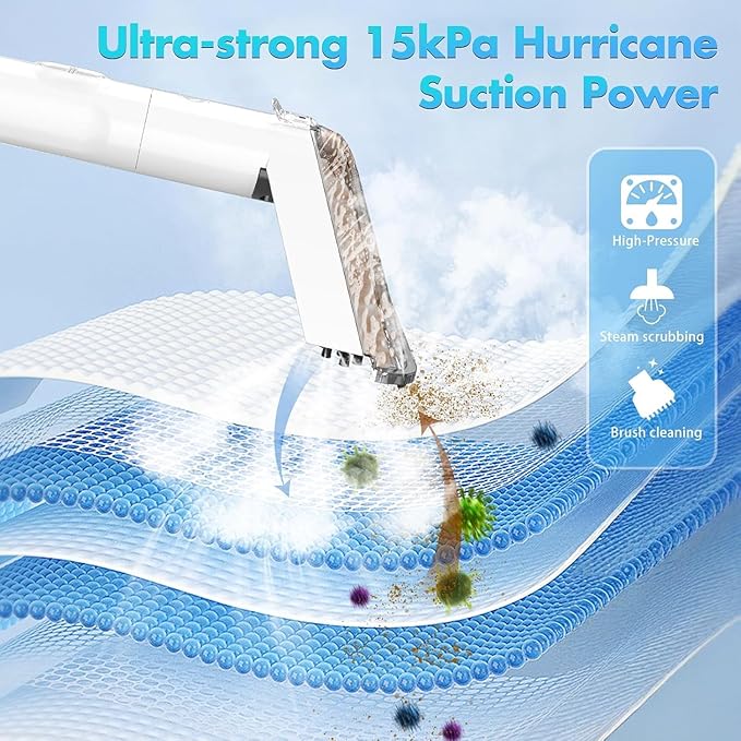 Portable Carpet & Upholstery Steam Spot Cleaner with Heating System 15Kpa Power Suction Deep Spot Cleaning for Pet Stains, Couch, Stairs, Car & Furniture