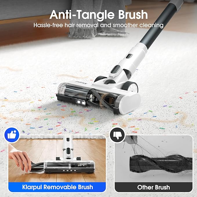 Cordless Vacuum Cleaner, 2 Batteries 140 Mins Runtime 600W 50Kpa Stick Vacuum Cordless, Self-Standing Vacuum Cleaners for Home with 2.5H Fast Charging, for Floor/Carpet/Pet Hair, White