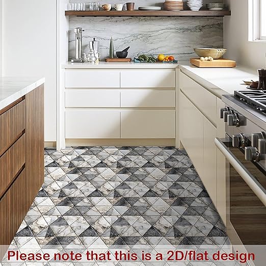 Nuxovilar Peel and Stick Vinyl Flooring, 12x12 Inch Geometric Triangle Marble-Look, Self-Adhesive Waterproof Flooring, 10 Pcs