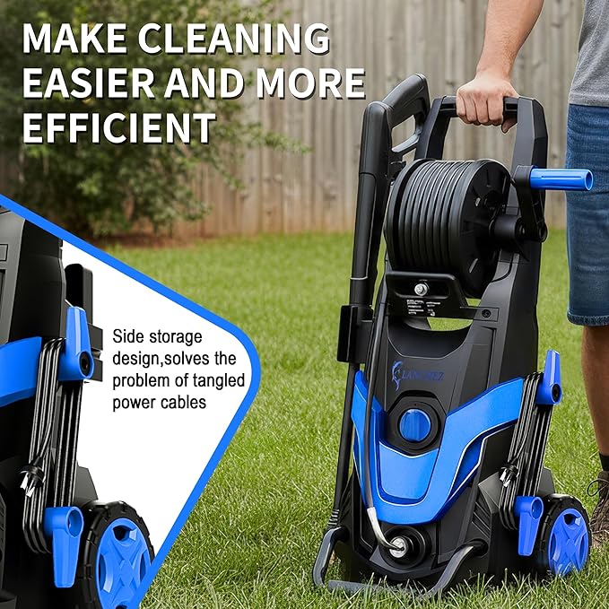2026 Upgrade Pressure Power Washer 4800PSI w/4 Quick Connect Nozzles, Inlet Hose & Filter&500ML Soap Tank, High Cleaning Machine for Cars/Fences/Driveways/Patios/Home Cleaning,Blue