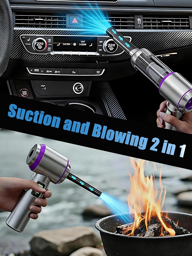 Car Vacuum Portable Cordless,16000Pa Suction Power Handheld Vacuum for Car,Home,Office,Pet Hair Cleaning,with Washable Filter and Replaceable Nozzle, Type-C Charging