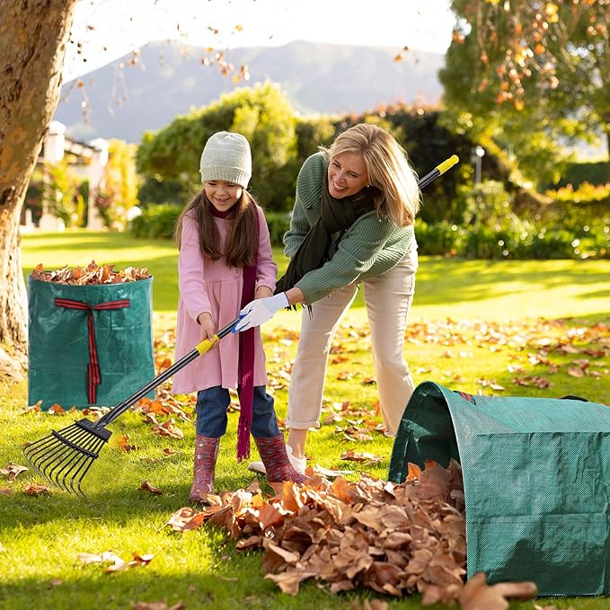 2 PCS 40 Gallon Leaf Collector - Heavy Collapsible Lawn & Leaf Bags, Leaves Pick up Tool Reusable Yard Waste Bags, Large Yard Dustpan Type Garden Bag for Leaves, Debris, Lawn Trash, Clippings, Grass