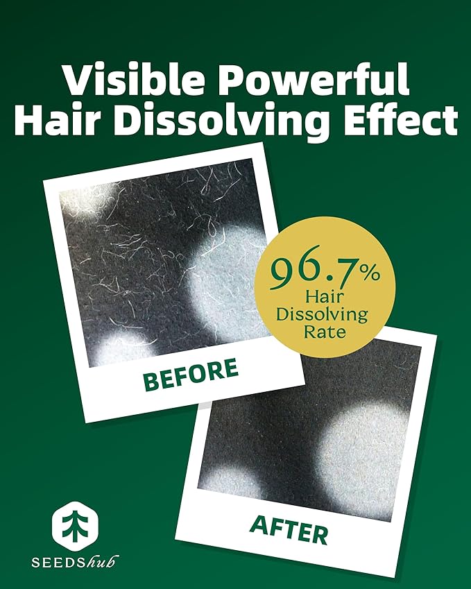 Pet Hair Dissolver for Washing Machine, Pet Hair Remover for Laundry, 96.7% Dissolution Rate, Pet Fur Remover for Dogs, 12 Sachets (2 Boxes), Up to 12 Months of Use, HE/Top/Front-Load