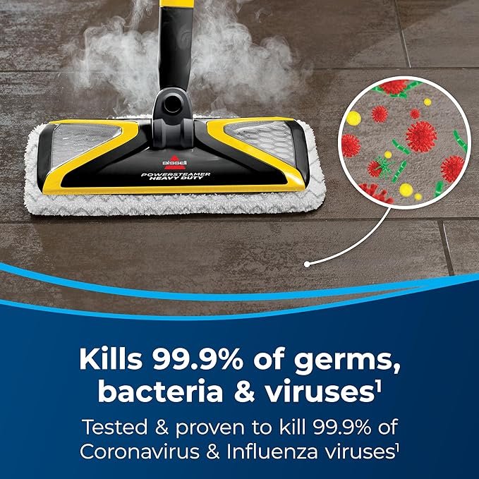 BISSELL PowerSteamer Heavy Duty 3-in-1 Steam Mop and Handheld SteamShot for Indoor & Outdoor, use for Garage, Workshop, Auto, Boat, Recreational Vehicles, Windows,Outdoor Furniture and Decks, 2865A
